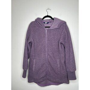 Lands End Women's Purple Sherpa Zip Long Length Jacket Size Medium 8/10